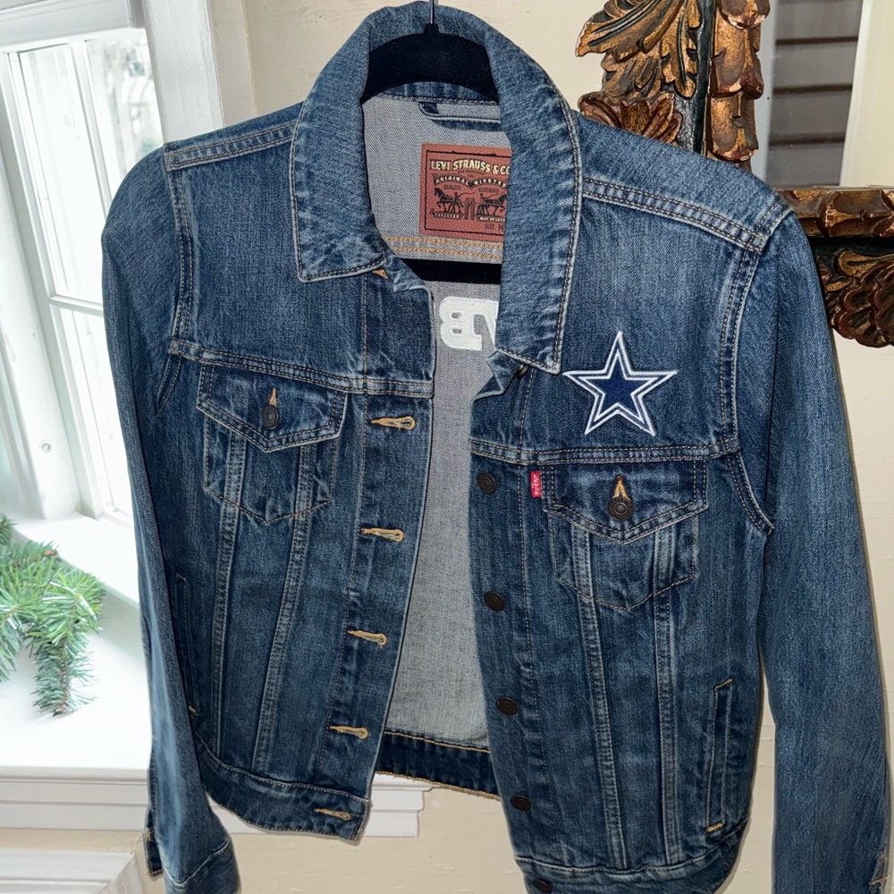 Levi's Blue Denim Jacket with Leather Patch